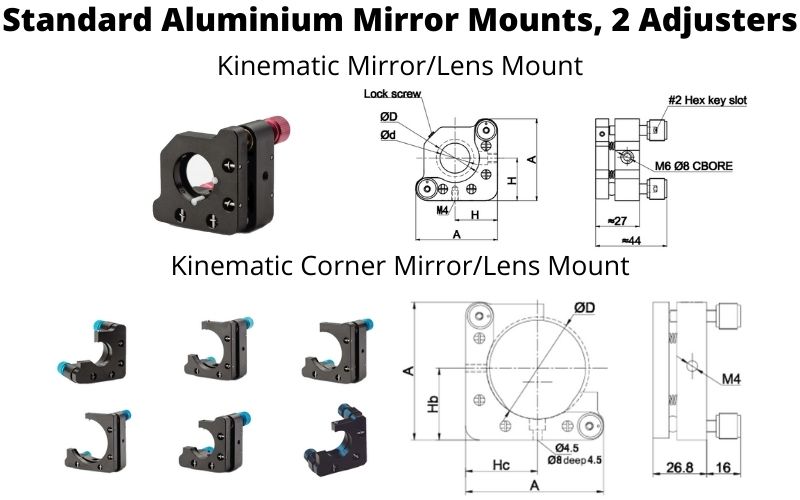 Standard Aluminium Mirror Mounts, 2 Adjusters.jpg